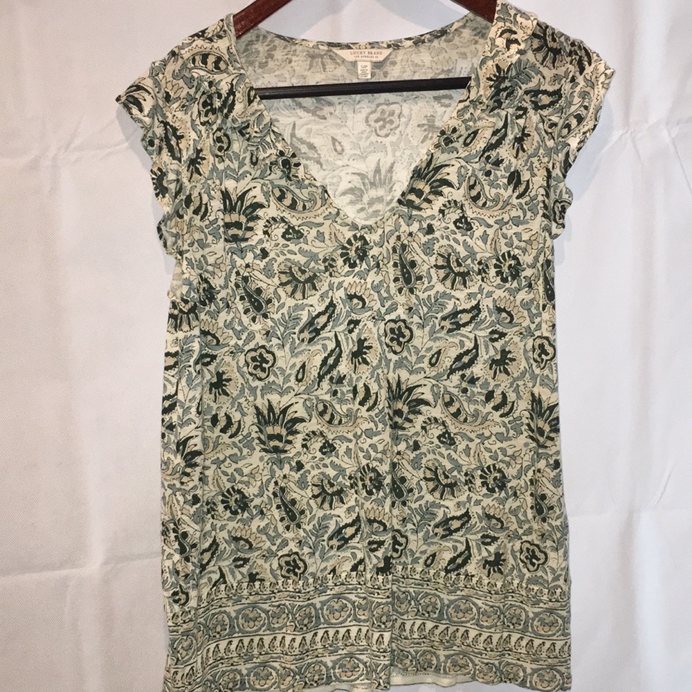 Lucky Brand Sleeveless Boho Floral Print Top S/P India